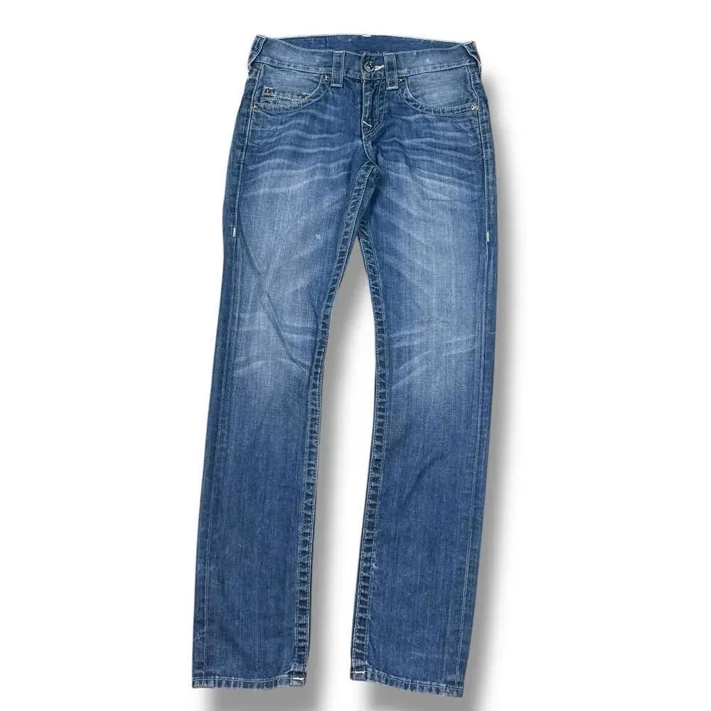 True Religion Women’s Skinny Jeans Super T Billy Dark Wash Denim 28x31 Y2K Denim - Picture 3 of 10